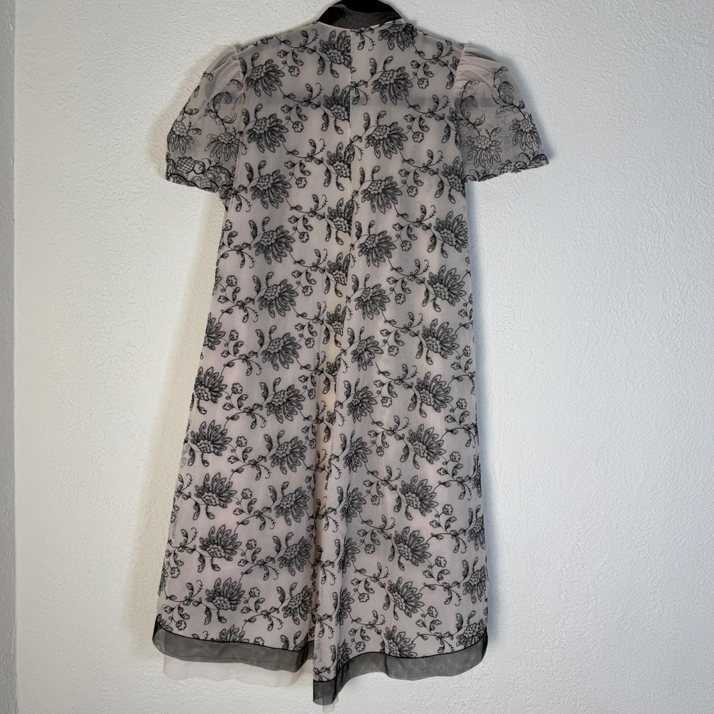 VRG Rogers Run-proof Peach Black Floral Lace Nightgown Robe Set Size 32 Maxi - Picture 7 of 9
